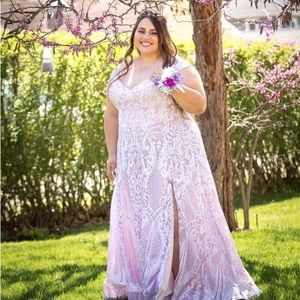 Purple iridescent, with peach undertone, has little sequins with a slit.